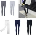 thumbnail image 3 of Aellinatey Womens Autumn Warm Ankle Length Leggings Cotton Ribbed Knit Striped Elastic Tights Plain Solid Color Basic Skinny Pants, 3 of 21