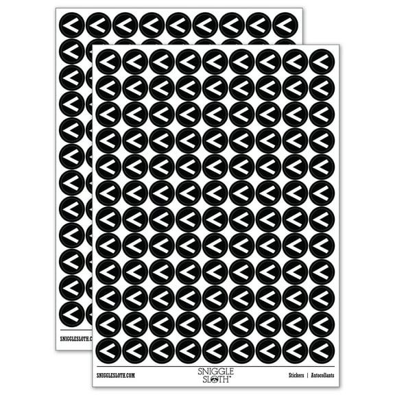Less Than Math Symbol Round Sticker Set - Black - Gloss Finish - 0.50" Size