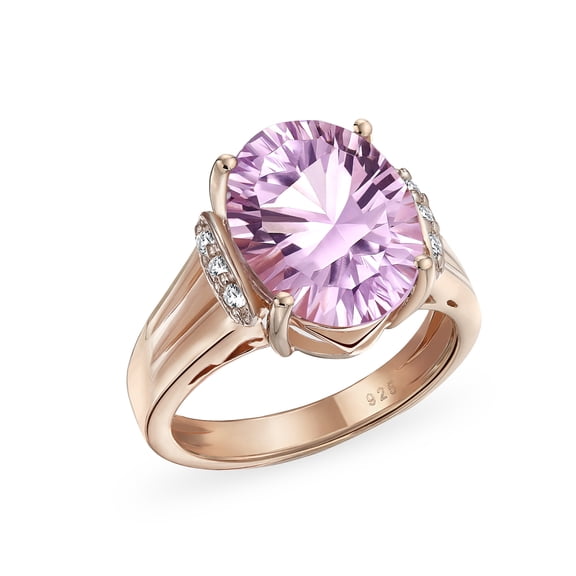 Bling Jewelry Womens Silver Ring with 447CT Zircon and Pink Amethyst Rose Gold Plated Sterling Silver