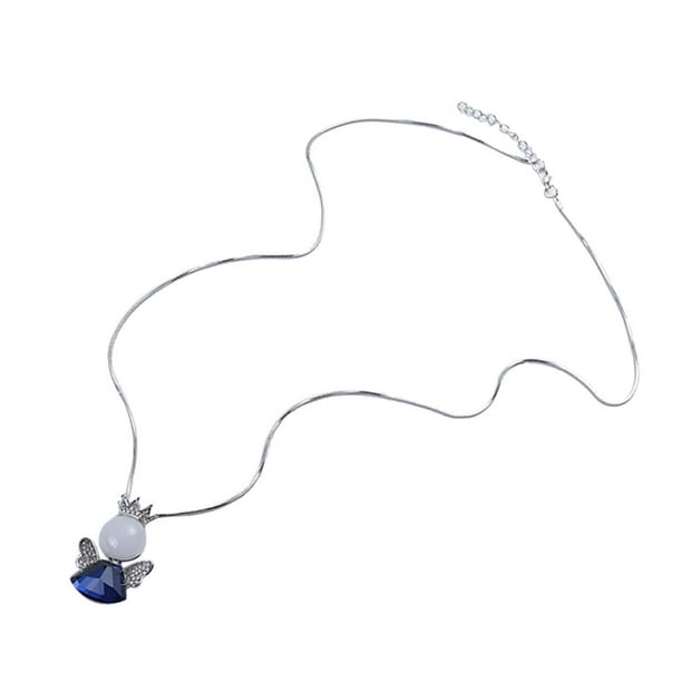 Linda ángel Ala Crystal Colgante Collar de Azul Fernando Collar colgante de cristal