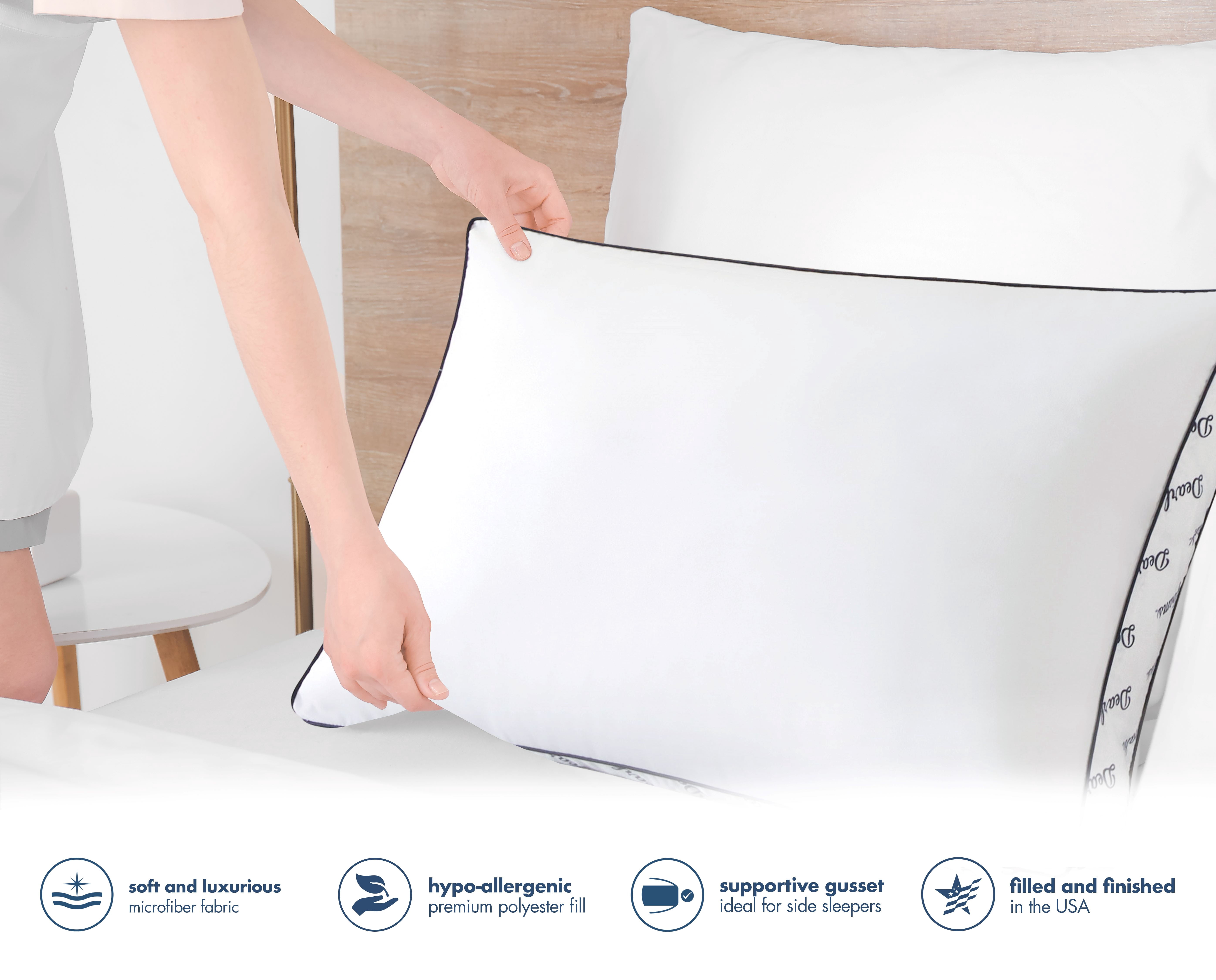 Dearfoams Cozy Gusseted Bed Pillow 2PK Standard, White