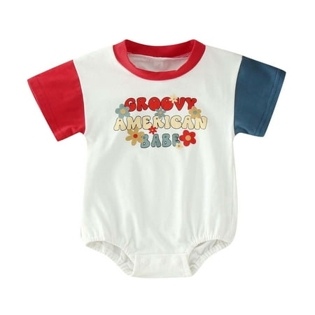 

Romper Boys Girls Short Sleeve Independence Day 4th Of July Pullover Romper Sweatshirt Bodysuits Child Playwear Summer Sunsuit