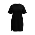 thumbnail image 6 of Yteetum Summer Dresses for Women Plus Size Short Sleeve Crewneck Split Hem T Shirt Dress Womens Casual Solid Round Neck Loose Fits Lightweight Comfy Mini Dress, 6 of 9