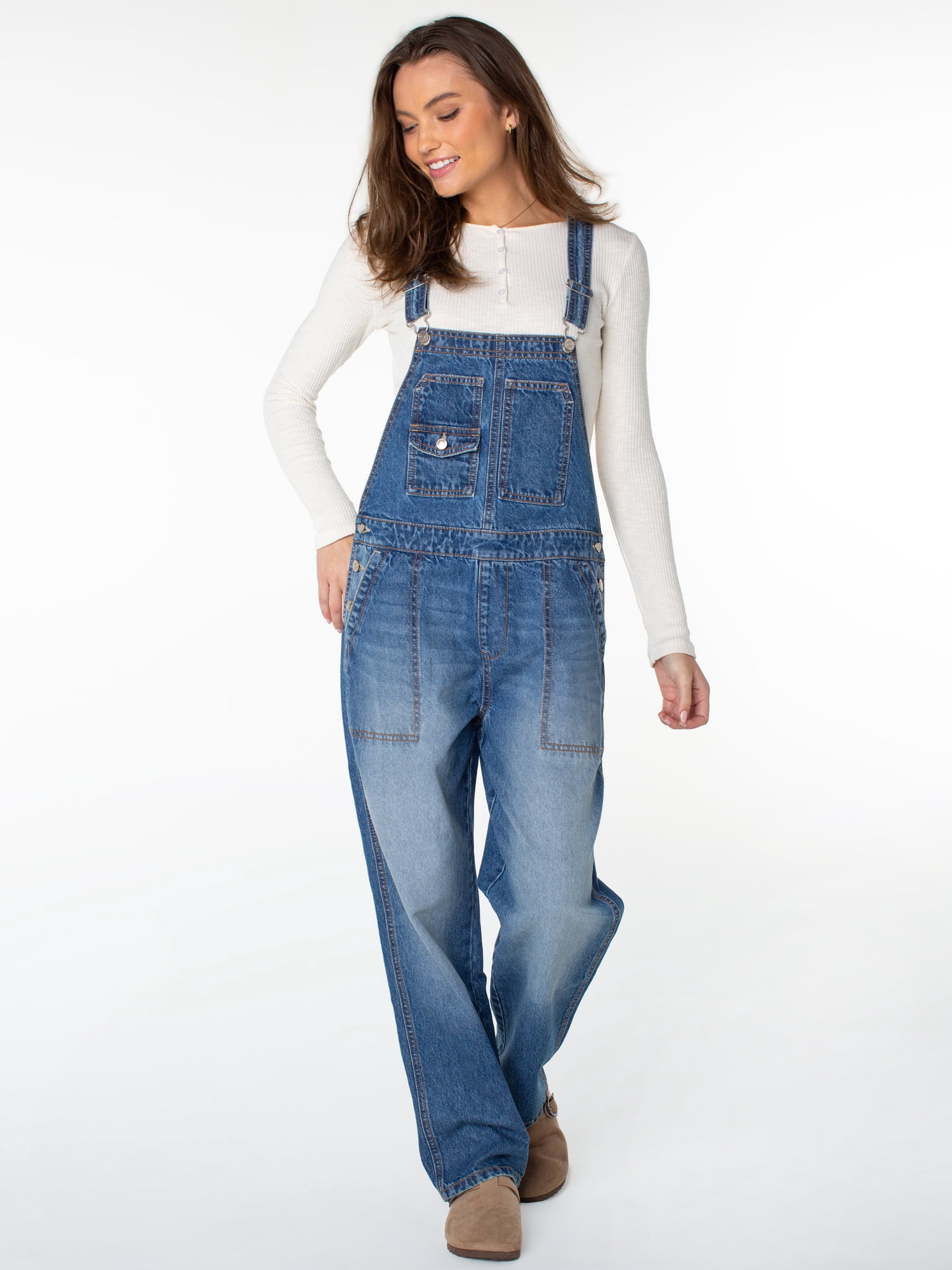 Celebrity Pink Women's Relaxed Boyfriend Overall, Sizes XS-XXXL