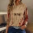 thumbnail image 4 of Womens Shirts Halloween Funny 3/4 Sleeve T Shirts Horror Halloween Printed Tops Spooky Crew Neck Pullover Holiday Three Quarter Length Blouses, L, 4 of 7