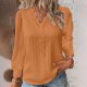 thumbnail image 2 of Blusa de manga larga con cuello en V y volantes para mujer - Camisa elegante con encaje floral y botones, 2 of 4