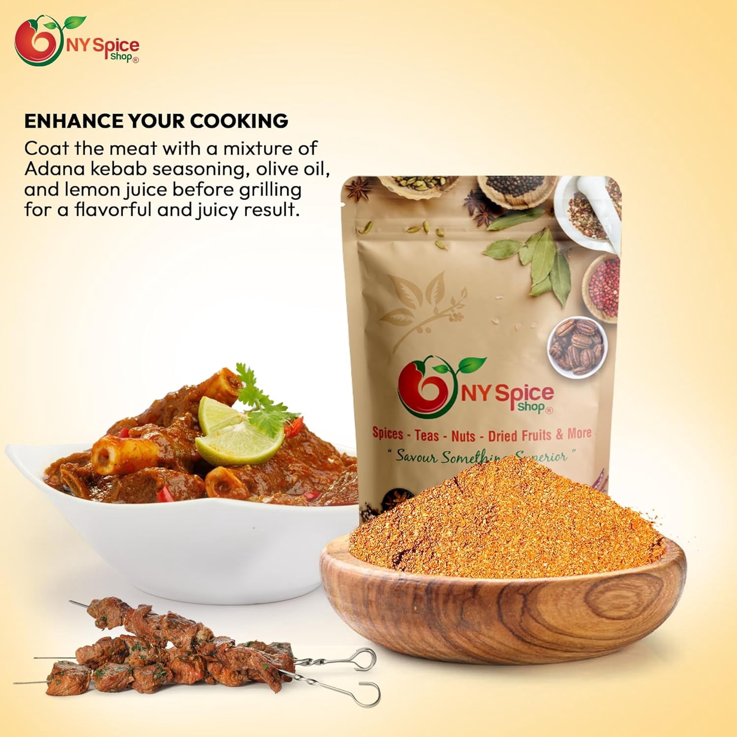NY SPICE SHOP Adana Kebob Seasoning - 3 Pound - Turkish Adana Spice Mix - Adana Kebab Spice Blend - Traditional Kebab Blend - Aromatic Grilling Spice - Spice Mix for Meats & Vegetables
