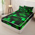 thumbnail image 2 of Erosebridal Pixel Plaid Zipper Twin Comforter Sets with Fitted Sheet and 2 Pillowcases,Teens Video Games Zipper Bedding Set For Boys,Black Reversible,4 Pieces, 2 of 7