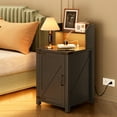 thumbnail image 5 of Miniyam Farmhouse Nightstand with Charging Station, USB Ports, Adjustable Storage for Bedroom, Black, 5 of 7