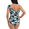 thumbnail image 5 of Rateoe Angry Shark Pattern Women One Piece Swimsuits Tummy Control One Shoulder Bathing Suits Ruffle Swimwear-XX-Large, 5 of 6