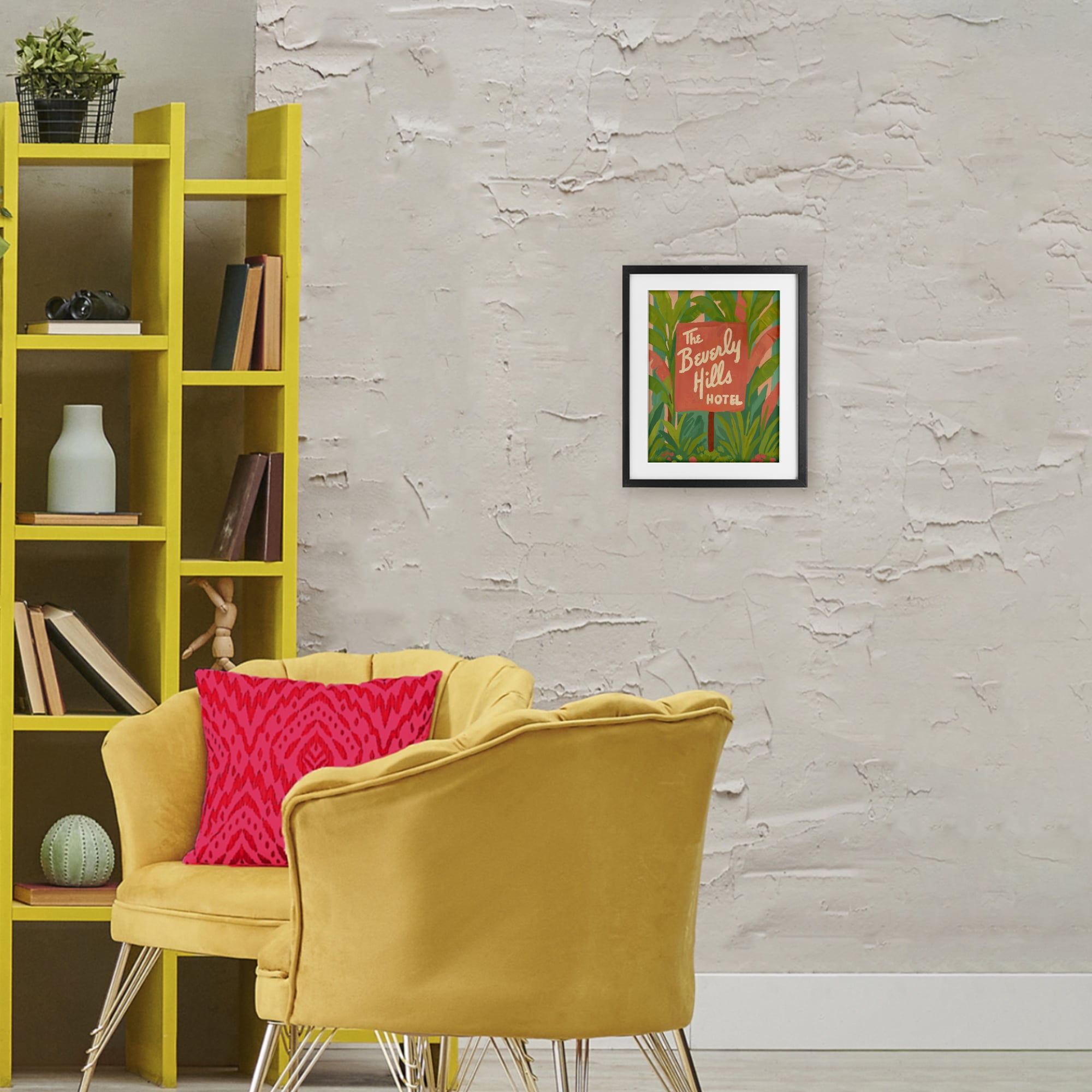 Stupell Industries Tropical Beverly Hills Hotel Black Framed Print Under Glass, design by Amelia Noyes