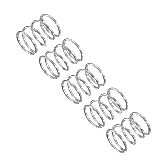 Unique Bargains Compression Spring, 5Pcs 304 Stainless Steel, 7mm OD, 0.8mm Wire, 10mm Length