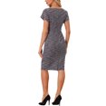thumbnail image 3 of INSPIRE CHIC Tweed Dress for Women's Midi Round Neck Drop Sleeves Knee Length Dress Pink XS, 3 of 5