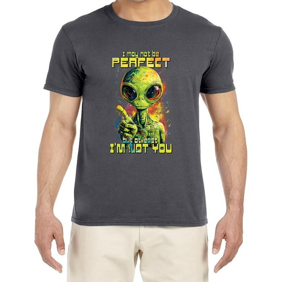 Funny Rude Alien Face T-shirt Mens Graphic Tees Short Sleeve Gray