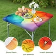 thumbnail image 4 of Colorful Tie Dye Stain Pattern Square Fitted Tablecloth with Elastic Edge,Square Table Cover,Washable Elastic Table Cover for Home Kitchen Party Decor 36"x36", 4 of 6