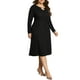 thumbnail image 4 of Vestido de suéter de mujer plus size Agnes Orinda, ligero, de manga larga, pulóver, midi, 3X, negro, 4 of 6