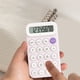 thumbnail image 3 of Calculadora, mini, botones de goma suave, pantalla LCD, estilo de alta belleza para chicas, portátil, batería integrada, morado, 3 of 6