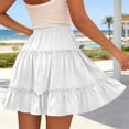 thumbnail image 4 of DHFJKG Womens Layered Ruffle Hem Mini Skirt High Waisted Flowy A-Line Party Summer Casual Tiered Skirt Beach Soft Skirt, 4 of 5