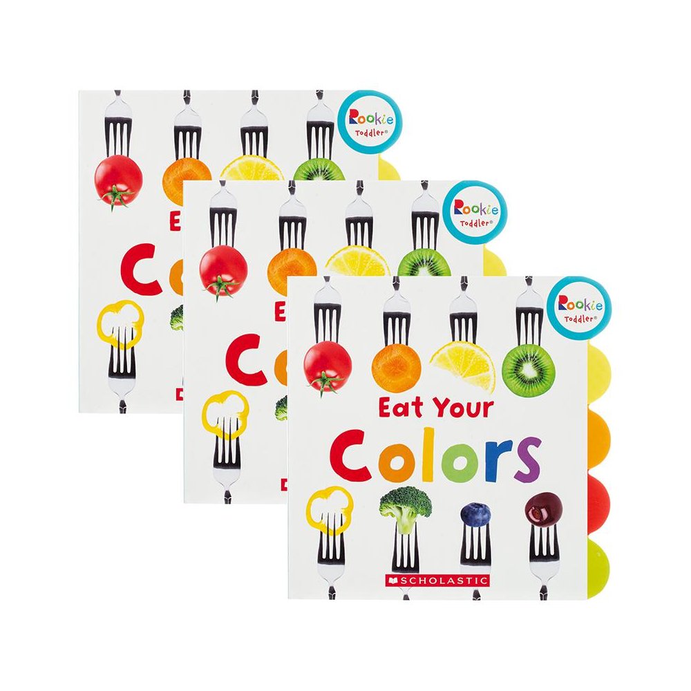 Scholastic Rookie Toddler Board Book, Eat Your Colors, Pack of 3