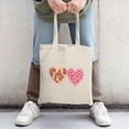 thumbnail image 2 of Stylish Canvas Tote Bag with Brown Pink Print Hearts Perfect for Shopping Travel and Parties, 2 of 4