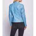 thumbnail image 2 of Abez Light Blue Women's Motorcycle Biker 100% Pure Lambskin Leather Jacket Party Wear Jacket, 2 of 8