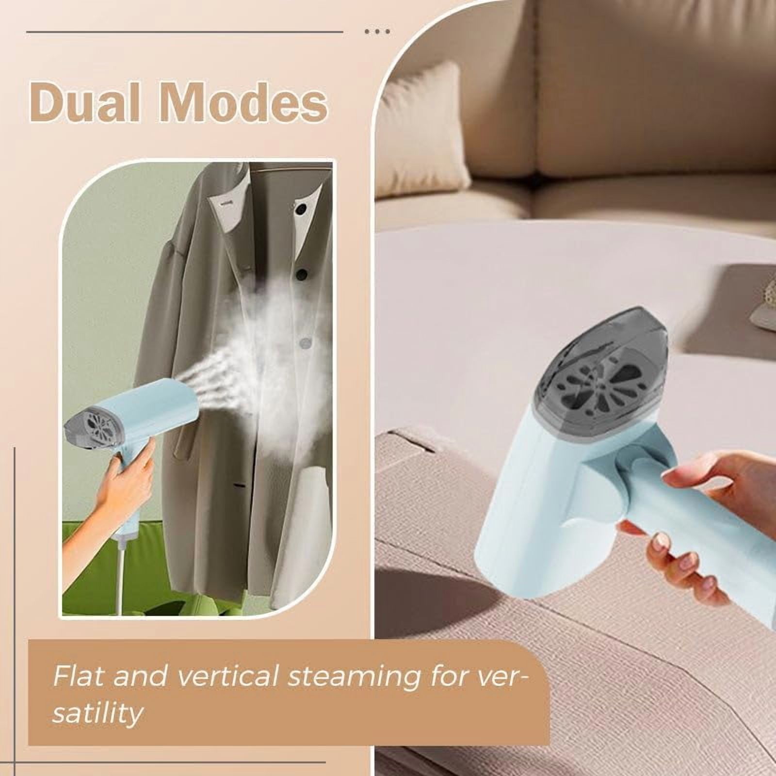 Powerful Compact Handheld Garment Steamer, Fast Heat-up 1300W Strong Penetrating Steam, Fast Wrinkle Travel Size Remover Portable Garment Steamer, 2-in-1 Horizontal & Vertical Use (Blue)