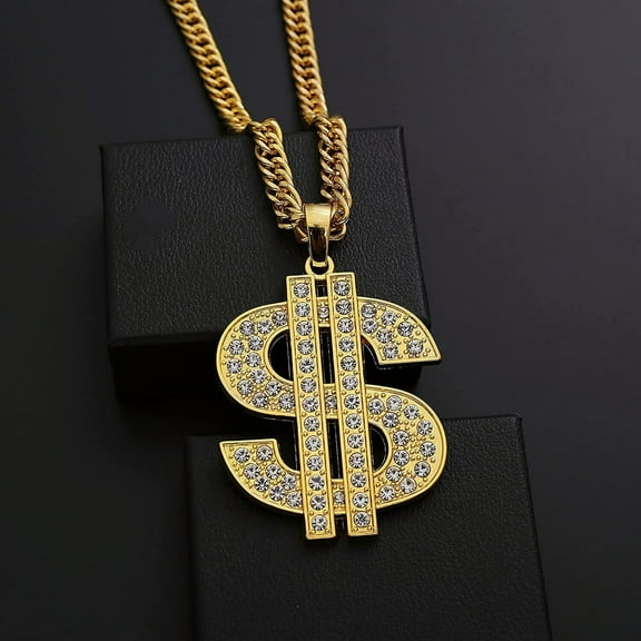 Gold Chain with Dollar Sign Big Necklaces for Men Women,Stainless Out