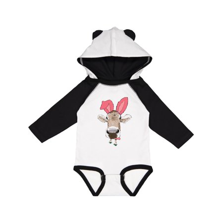 

Inktastic Funny Easter Cow in Pink Ears Gift Baby Boy or Baby Girl Long Sleeve Bodysuit