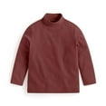 thumbnail image 4 of SERTG Kids' Solid Color Turtleneck/Round Neck Warm Long Sleeve Undershirt Unisex Pullover Base Shirt Base Layer for Child and Child(Wine,1 Years), 4 of 6