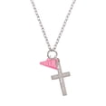 thumbnail image 2 of Delight Jewelry Acrylic 3/4" Hot Pink Cheer Megaphone I Have Plans for You Engraved Cross Zoey Necklace, 28", 2 of 4