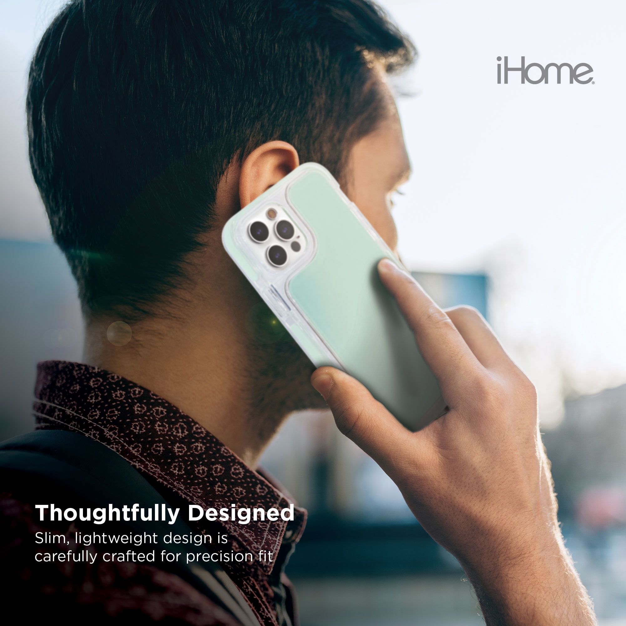 iHome Magnetic Silicone Velo Case, Slim & Shock Absorbent, MagSafe Compatible (iPhone 12/12 Pro, Mint)