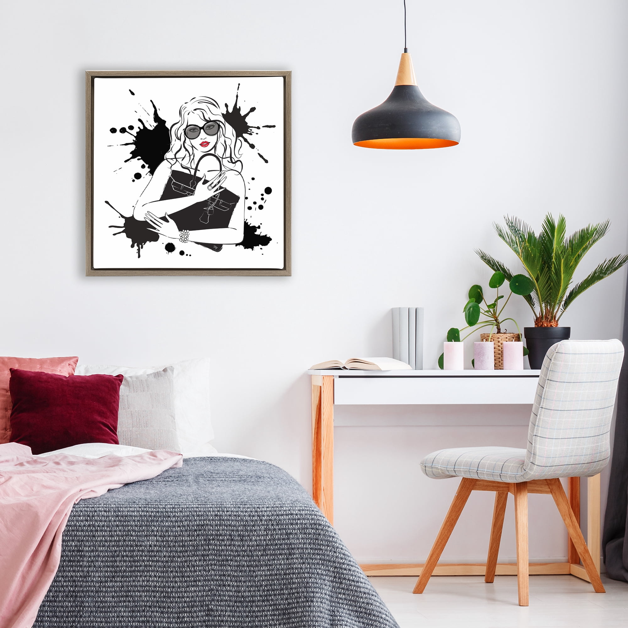 Stupell Industries Black Bag Elegance & Glamour Brown Framed Floater Canvas Wall Art, design by Martina Pavlova