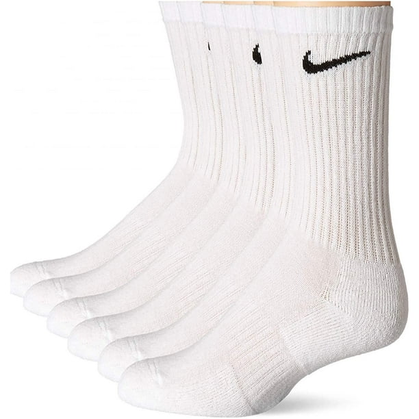 NIKE Dri Fit Training Cotton Cushioned Crew Socks 6 PAIR White