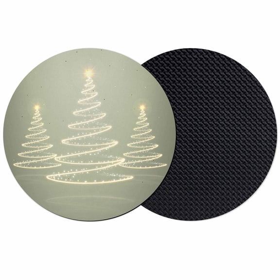 Chritsmas Tree Lights Coasters Set of 2, Absorbent Coasters for Drinks, Sage Green Xmas New Year Holiday Coaster for Desk Coffee Table Protection, Home Decor House Warming Gifts 4"