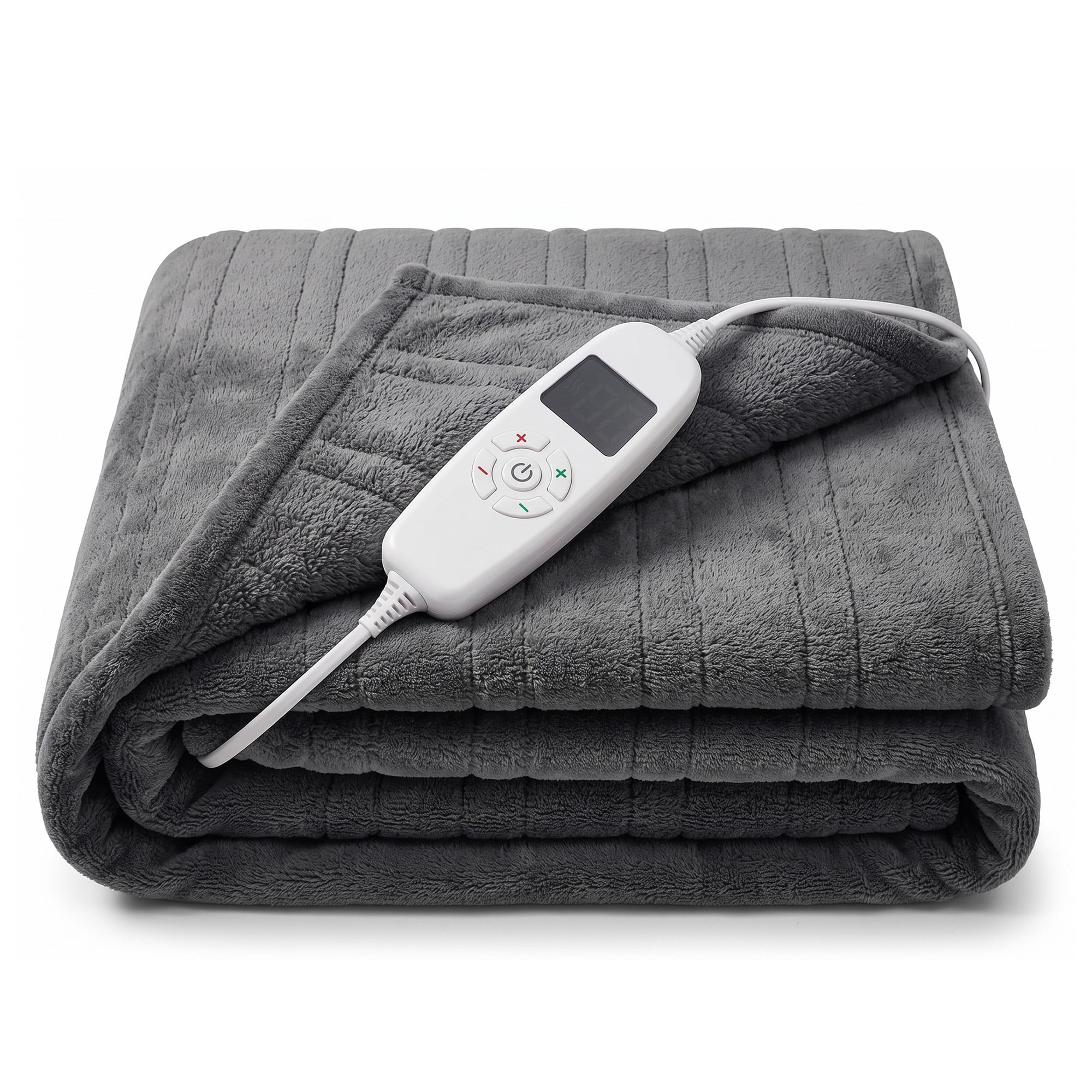 OVENTE Electric Heated Throw Blanket 50 x60 with 10 Heat Settings 1-8Hr Adjustable Timer Over-Heat Protection Auto Shut-Off Fast Heating and Machine Washable for Home Office Use Grey BL5810G