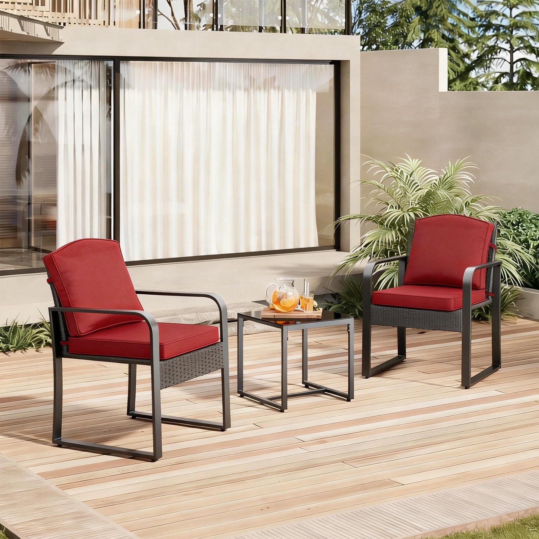 Goodgoods 20" x 21.5" Indoor & Outdoor Deep Seat Chair Cushions with Fasteners, Water & Fade Resistant, Chili