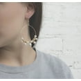 thumbnail image 5 of Women's Gold and Pearl Wire Hoop Earrings Dangle, 5 of 5