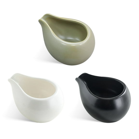 3 Pack 3 Oz/100 ml Small Ceramic Creamer Pitcher, Mini Gravy Sauce Boat, Porcelain Serving Syrup Pitcher, Milk Coffee Cream Pitcher Dispenser Jug for Tea Salad Dressing