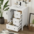 thumbnail image 2 of Euroco 24-Inch Freestanding Bathroom Vanity with Ceramic Sink, Soft-Close Drawers and Cabinet, Vintage-Inspired Design, 2 of 9
