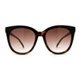 thumbnail image 2 of Womens Inset lens Round Horn Rim Minimalist Fashion Sunglasses Tortoise Brown, 2 of 4