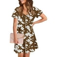 thumbnail image 3 of Hvot&aat Womens Summer Dress Floral Print Casual Short Sleeve Dress with Pockets A-Line Swing Dress for Beach or Daily Wear, 3 of 7