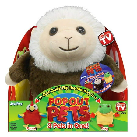 Pop Out Pets Plush Toy: Get 3 Stuffed Animals in One (Monkey, Parrot &