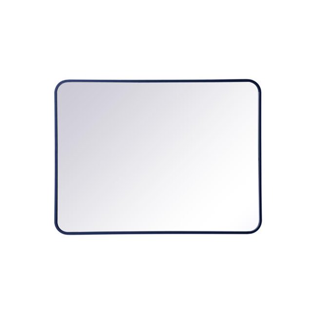 Living District MR802736BL 27 x 36 in. Soft Corner Metal Rectangular Mirror, Blue