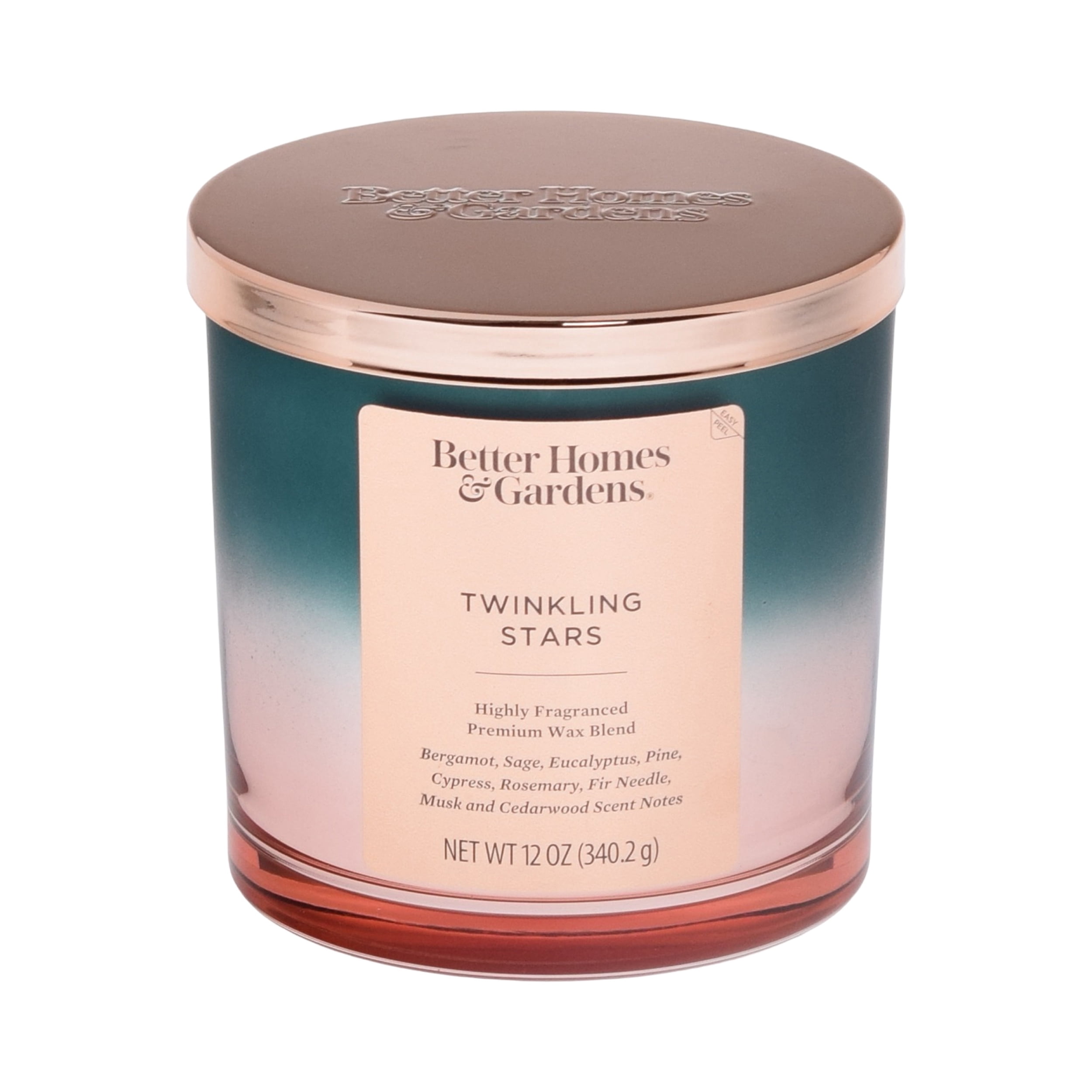 Better Homes & Gardens Twinkling Stars Scented 2-Wick Metallic Ombre Jar Candle 12oz