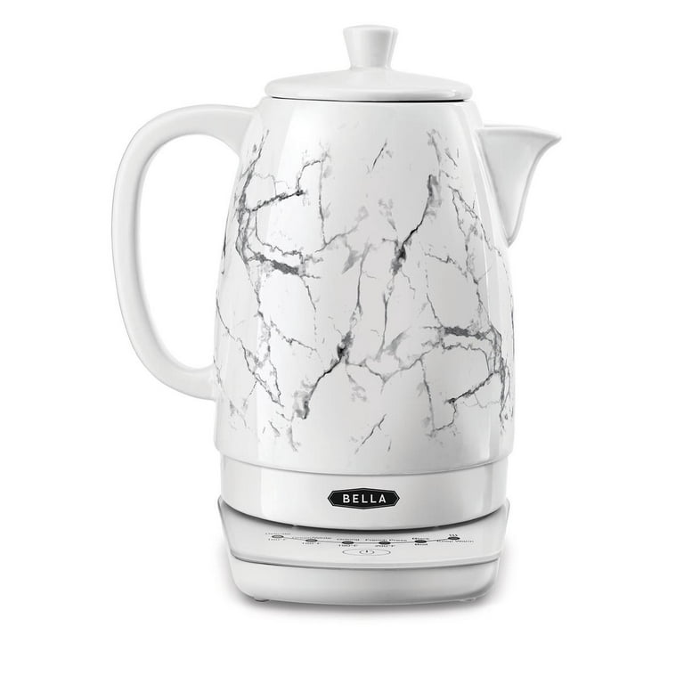 BELLA ELECTRIC CERAMIC Kettle, White & Silver - Tea Pot Teapot