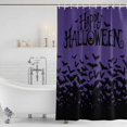 thumbnail image 3 of Happy Halloween Shower Curtain, Waterproof Shower Curtains for Bathroom, Vintage Purple Pumpkin Bat Washable Fabric Bathtub Curtain Set Bath Decor with 12 Hooks Long 72"x84", 3 of 8