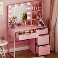 thumbnail image 3 of Ktaxon Lighted Makeup Vanity Table, White Dressing Desk with Charging Station, Pink, 3 of 10
