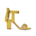 thumbnail image 3 of BLISSFUL STEP Women's Sandals Ankle Tie Back Open Toe Block Heels Yellow 10.5, 3 of 7