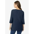 thumbnail image 6 of Woman Within Plus Size Perfect Three-Quarter Sleeve Boatneck Tee, 6 of 6