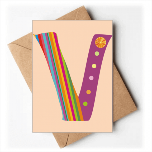 V Alphabet Orange Fruit Cute Pattern Greeting Cards You are Invited Invitations